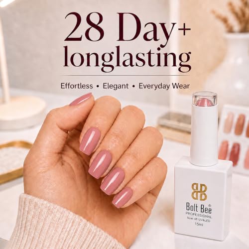 Image of BOLT BEE 15ML Gel Nail Polish 1Pc Clear Pink Glitter Nail Polish Soak Off UV LED Nail Gel Polish Nail Art Starter Manicure Salon DIY at Home, 0.5 OZ (1) (98)