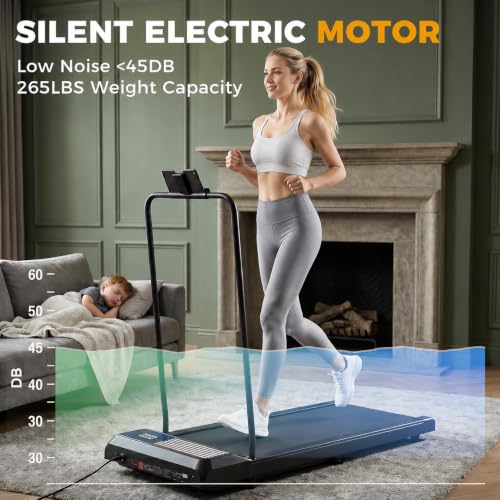 Image of Walking Treadmil with Incline - 2.5HP Portable Treadmill for Home Office, Compact Running Walking Machine with Remote Control, LED Display, Quiet Walking Machine, 265LB Capacity
