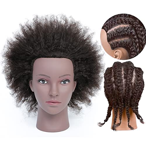 Ausbildung Kopf African American mit 100% Echthaar Schaufensterpuppe Kopf Kosmetologie Afro Haar Manikin Kopf für die Praxis Styling Flechten