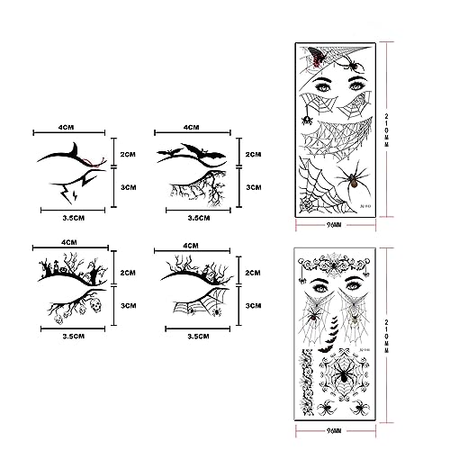 4 Pairs of Halloween Eye Shadow Eyeliner Face Eye Makeup Tattoos Spider Web Skull Bat Temporary Tattoo Stickers Decals for Women Girls Halloween Masquerade Party Decoration. - Image 4