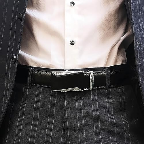 Mens Ratchet Genuine Leather with Automatic Buckle Belt and Braided Belt in Elegant Gift Box,Nice Gift for Men.M3