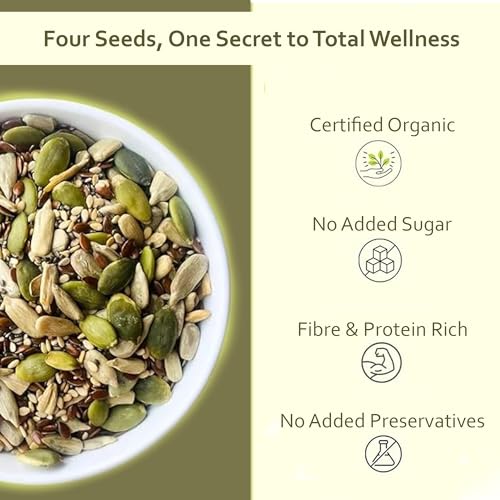 Image of Shine Organic Char Magaz Seeds - 4in1 Mix Seeds - 100 gm All in one (Watermelon Seeds, Pumpkin Seeds, Muskmelon Seeds, Flax Seeds) (100 GM)