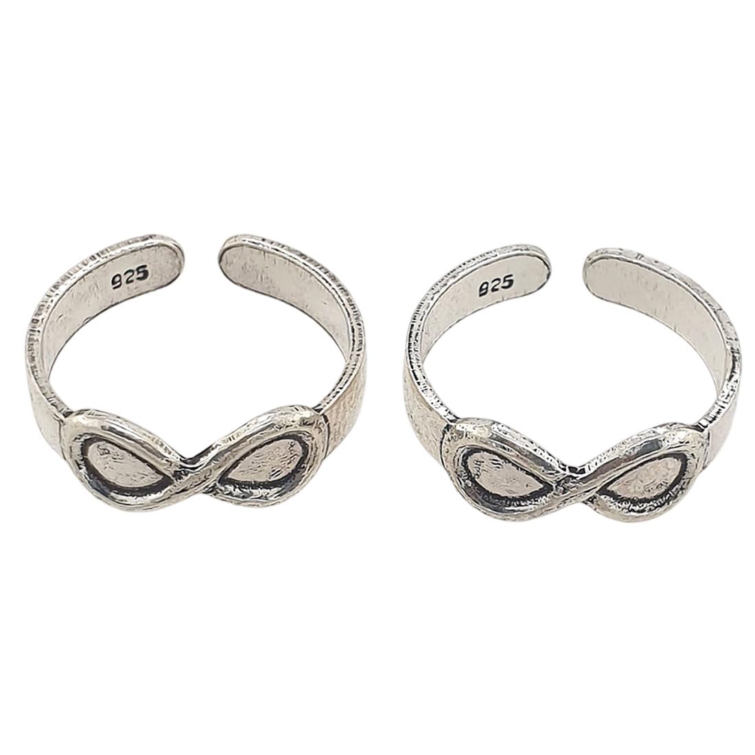 925 Sterling Silver Infinity Design Toe Ring Bichhiya For Women ~ 2 Pieces ~ Light Weight Leg Finger Ring-image-4