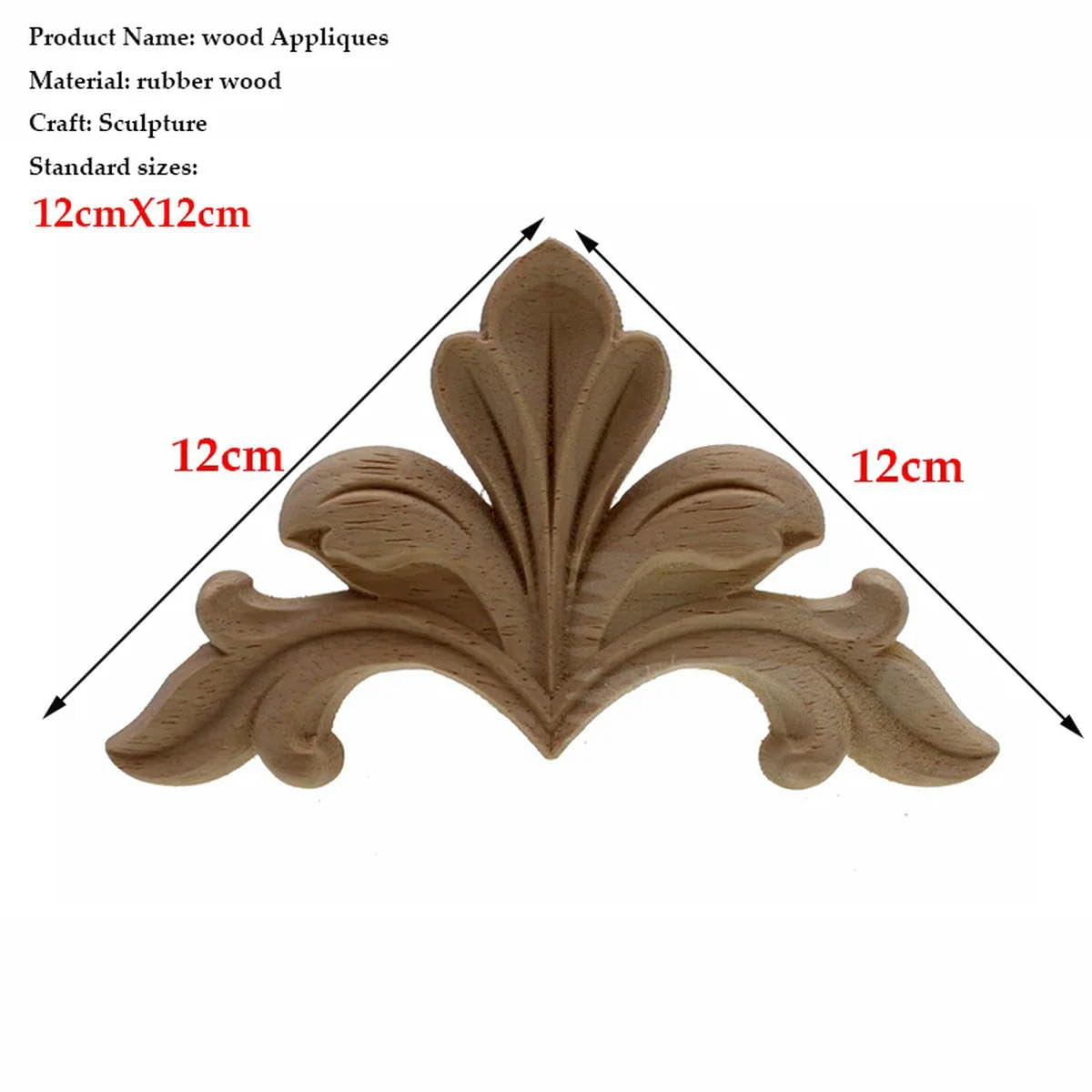 XBHGSY Bois Sculpté Décoratifs Appliques De Décoration En Bois Coin Sculpté Fleur Porte Accessoires De Meubles Décalcomanies Décoration De Maison En Bois 4 Pièces 12X12Cm