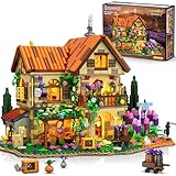INSOON Lavendel Herrenhaus Bauspielzeug mit Licht, 1960 Stück Lavendel Anwesen Konstruktions Modell, Romantisches Häuser Klemmbausteine Spielzeug für Erwachsene Jugendliche Jungen Mädchen 12+ Jahren