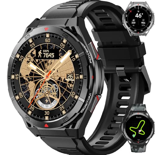 GPS Smartwatch Herren mit 560 mAh,1.43\'\' Amoled Display, 150+ Sportmodi, 5ATM Wasserdicht,Kompass/Barometerdruck/Höhenmesser, Fitnessuhr Herren, 24/7 Herzfrequenz,SpO2,Schlafmonitor für Android iOS GPS Smartwatch Herren mit 560 mAh,1.43\'\' Amoled Display, 150+ Sportmodi, 5ATM Wasserdicht,Kompass/Barometerdruck/Höhenmesser, Fitnessuhr Herren, 24/7 Herzfrequenz,SpO2,Schlafmonitor für Android iOS