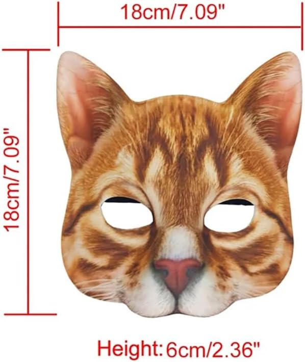 Miniatura 7 de Hosfairy 1 máscara de gato de media cara de Halloween para Halloween, Navidad, Pascua, accesorio de fiesta de disfraces (estilo G)