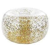 Glitter Ottoman - Gold Holographic Glitter - 23" Diameter Inflatable Footrest and Seat - Comfortable