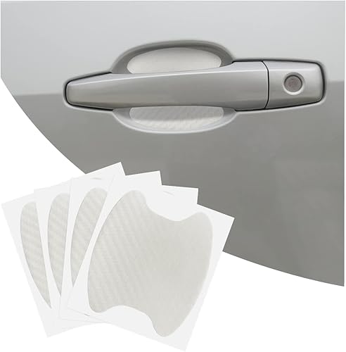 4 calcomanías para manija de puerta de automóvil, película protectora de fibra de carbono contra arañazos, protector de cuenco de puerta de