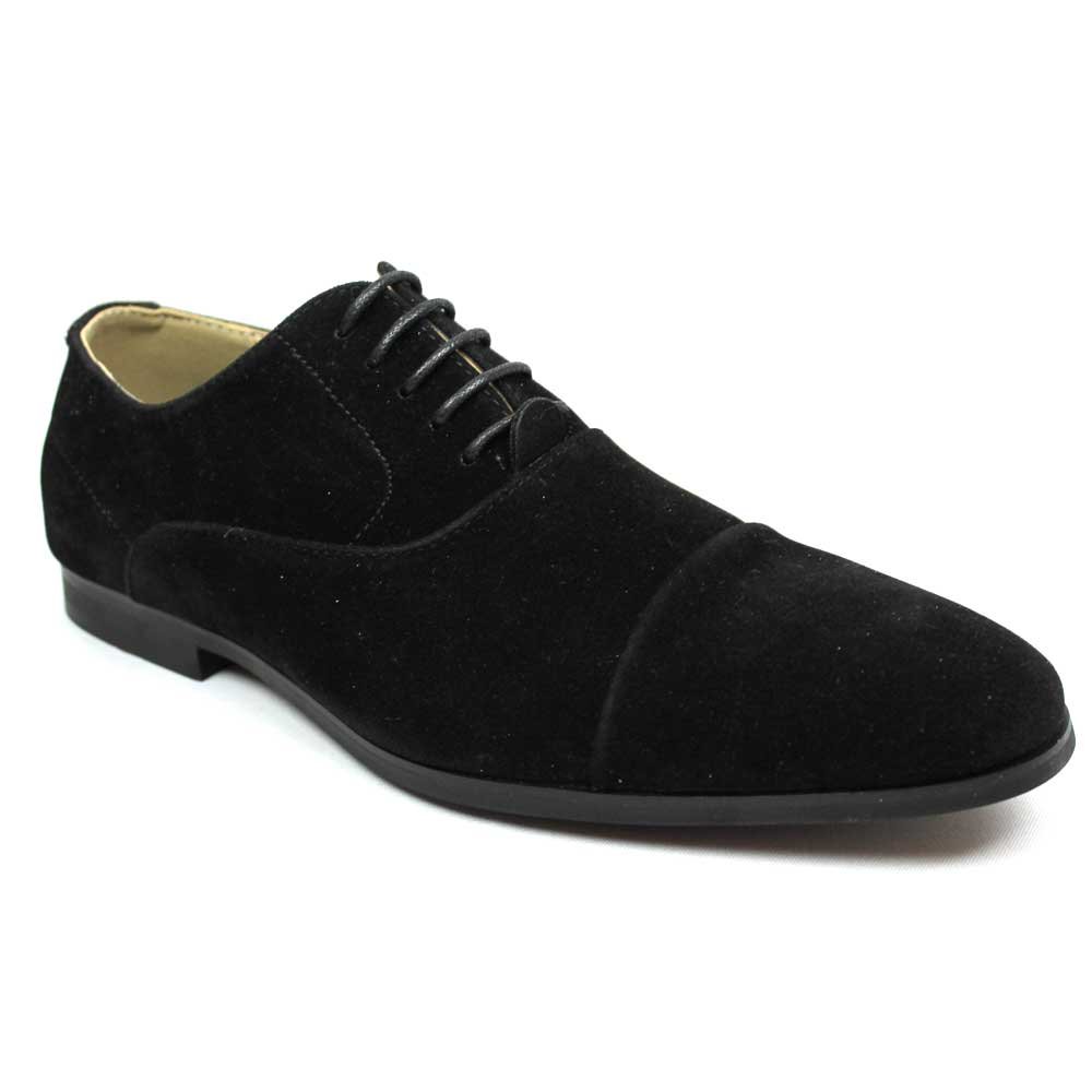 Mens Cap Toe Black Suede Dress Shoes Lace up Oxfords by Azar