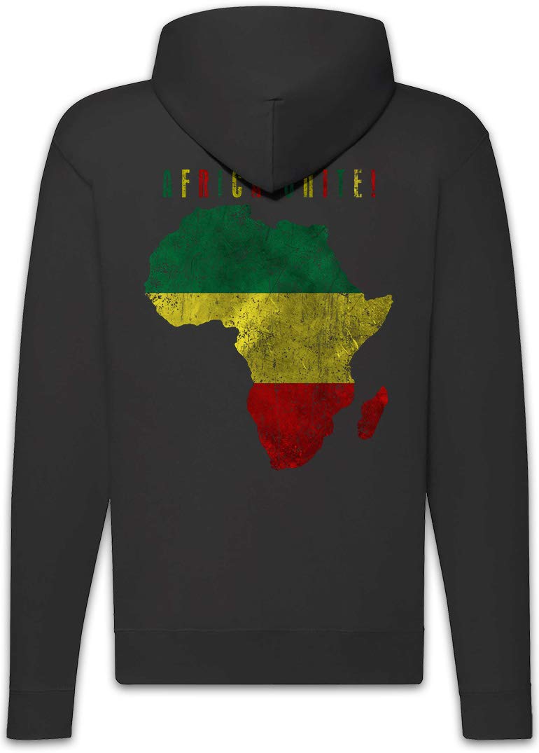 Urban Backwoods Africa Unite Felpa da Uomo con Cappuccio Zip Hoodie Zipper