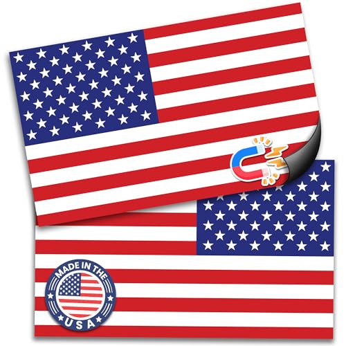 Image of Magnet Me Up American Flag and Reversed American Flag Magnet Decals, Opposing 2 Pack, 3x5 Inches, Heavy Duty Automotive Magnet for Car, Truck, SUV or Any Other Magnetic Surface