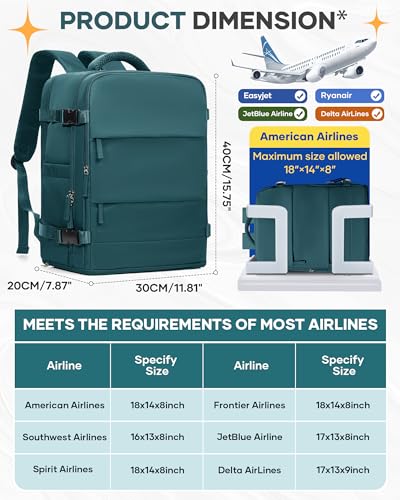 Image of coofay Travel Backpack Carry on Flight Approved Mochila De Viaje Carry on Backpack for Airplanes Spirit Airlines Personal Item Travel Bag Traveling Backpack for Women Men Travel Essentials