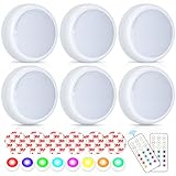 HFCDL Battery Operated LED Puck Lights with Remote RGB 13 Color Changing Wireless Stick On Closet Push Lights Under Cabinet Lighting with Dimmable & Timing Function for Xmas Decor