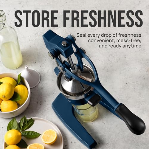 Image of Zulay Kitchen Cast Iron Juicer - Easy-to-Clean Heavy-Duty Manual Juicer, Professional Citrus Juicer - Stainless Steel Lemon Squeezer - Manual Citrus Press & Orange Squeezer - Orange Juicer - Navy