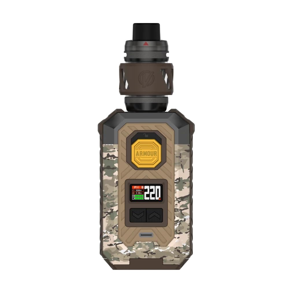 Box Armour Max Mod Kit Va-poresso 220 W (Marrone mimetico) 6 ML Atomizzatore iTANK T Tank Resistenza GTi Coil 0,2Ω/0,4Ω Doppia Batteria 18650/21700 [Batteria non inclusa] Originale - No Nicotine