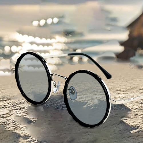 Adjustable Tint Round Sunglasses, Gradient Color Sunglasses for Men, 1 To 9 Gears Beach Glasses with Adjustable Lens2