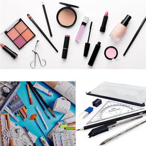 Moywycno 2 Astucci Trasparenti Per Esami, Astuccio Trasparente In Pvc Con Cerniera Per L'uso A Scuola, Ufficio, Casa E Viaggi, Astuccio In Plastica, Trasparente, No, No - 5