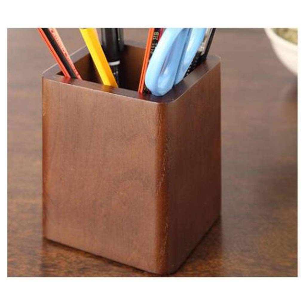 Hölzerne Stifthalter Desktop Büro Organizer Make-up Aufbewahrungsbox Home Office Zubehör Schreibwaren Organizer Bleistifthalter (Color : Brown)