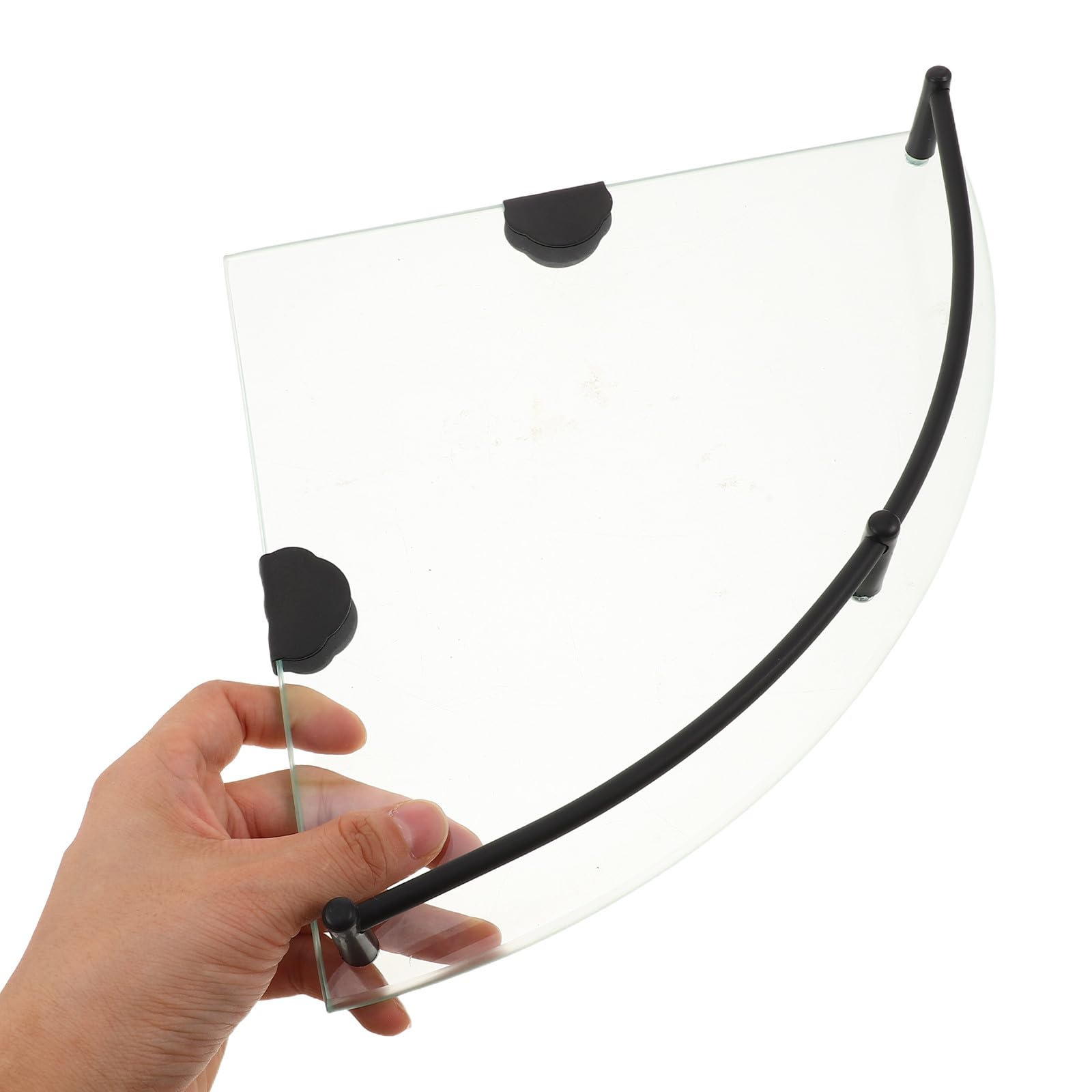 OSALADI 2 Piezas Estante Triangular de Acero Inoxidable y Vidrio para Baño sin Taladro, Organizador Moderno para Almacenamiento en Ducha