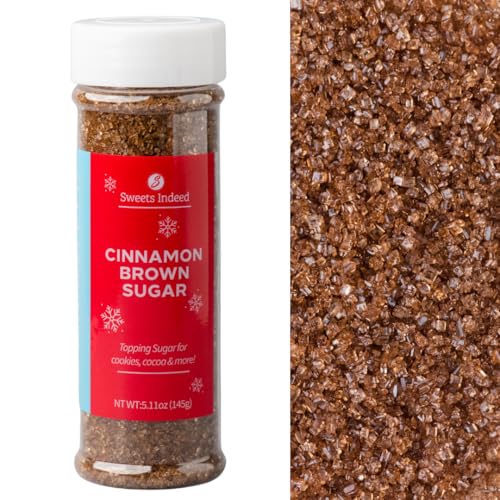 Image of Sweets Indeed Cinnamon Brown Sugar Topping - 5.11 oz Jar | Holiday Baking & Drink Garnish | Edible Sugar for Cookies, Cupcakes, Cocoa, Coffee, Cocktails & Desserts