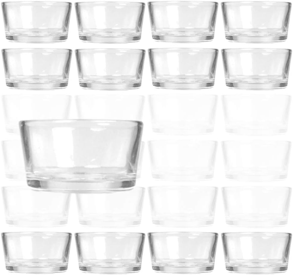 Set of 24 Glass Tea Light Holders Sturdy Clear Glass