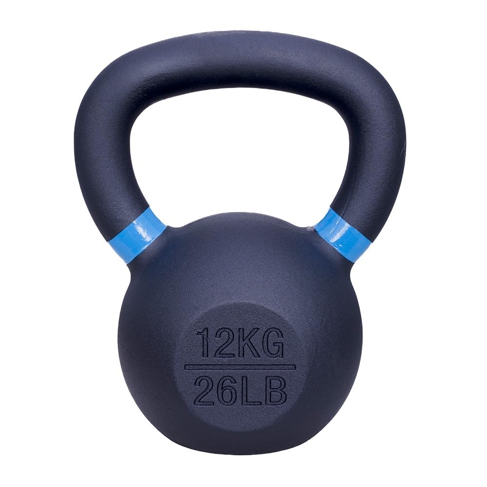 ForzaFit Gusseisen Kettlebell mit Farbmarkierung - Schwarz - Kugelhantel Gewicht aus Gusseisen - Verschiedenen Gewichten (e) 12 kg)