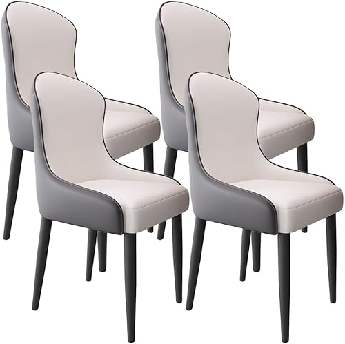 Miniatura 44 de YVYKFZD Leather Dining Chairs, Dining Room Chairs Set of 2/4, Kitchen Chair with Metal Leg and Backrest, Upholstered Comfy Side Chair, for Bedroom