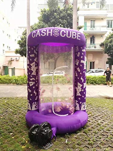 Inflatable Cash Cube Booth for Advertisment, Inflatable Money Grab Machine for Event (No Blower Included) (Purple)