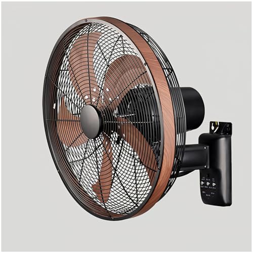 Ventilador de Pared con temporizador, Ventilador oscilante de pared, Temporizador 4 Horas, Instalación sencilla, 3 Velocidades de Alta Velocidad Máx, cable de 1.7m(Brown)