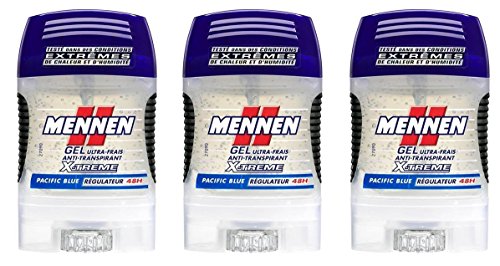 Mennen - Déodorant Homme Gel Ultra-Frais Anti-Transpirant X-Treme Pacific Blue Régulateur 48H - 75 ml - Pack of 3