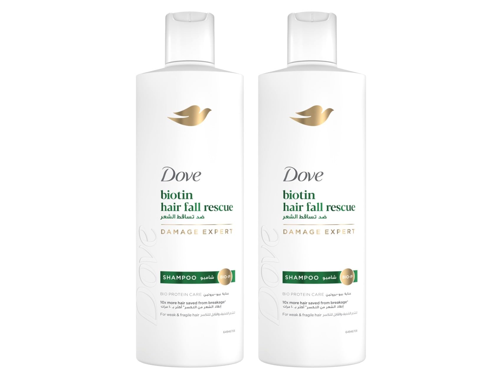DOVE Shampoo, Hair Fall Rescue, 10x more hair saved from breakage*, 2 x 400ml
