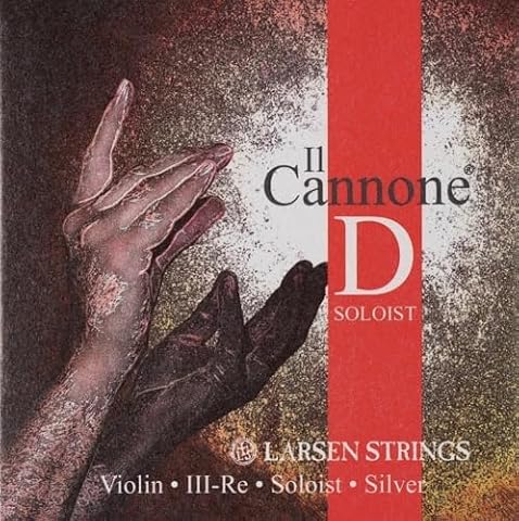 LARSEN STRINGS skrzypce struny Il Cannone - 4/4 skrzypce - Soloist - pojedyncza struna D, rdzeń z włókien nylonowych multifilament, owijka z czystego srebra, napięcie 4,74/10.42