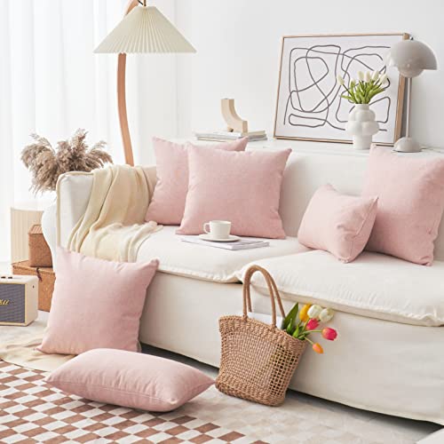 Home Brilliant Pillow Covers 18X18 Set Of 4 Barbie Decorative Linen Cushion Covers Square Throw Pillows Covers For Couch, Baby Pink, 18 Inch, 4 Pcs #TOP2