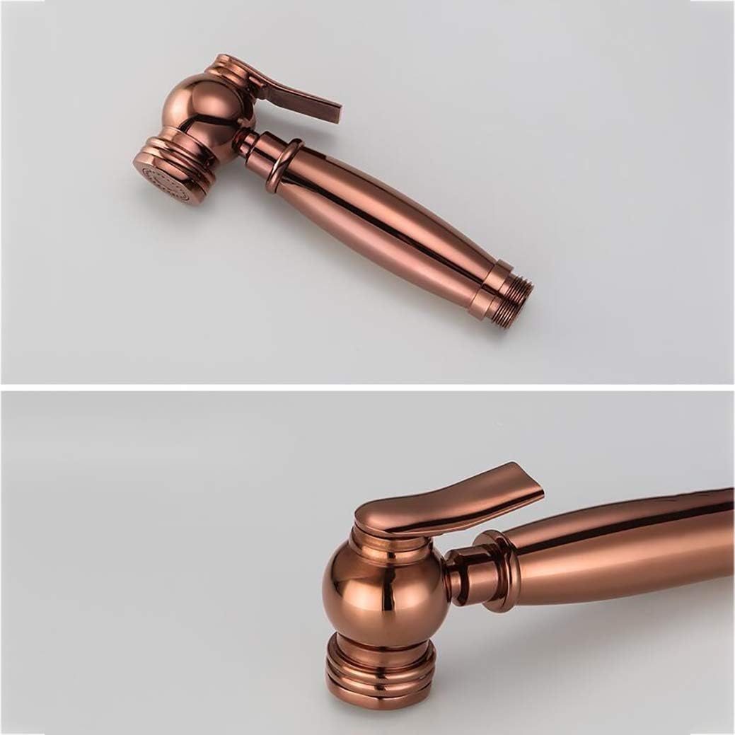 Rose Gold Brass Square Bidet Bathroom Hand Shower Bidet Toilet Sprayer Hygienic Shower Bidet Tap Wall Mounted Bidet Faucet Set,C