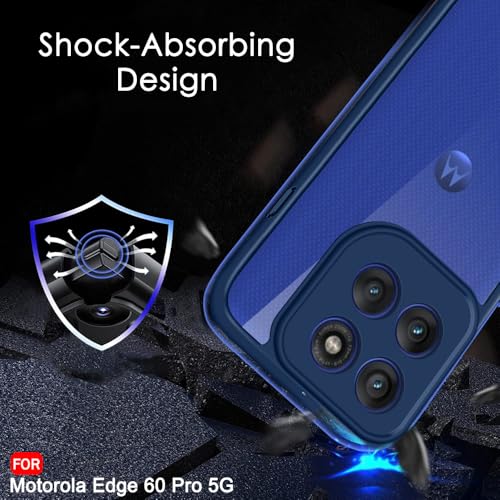 Image of TheGiftKart Hybrid Shockproof Back Cover Case for Motorola Moto Edge 60 Pro 5G | Hard Back Cover Case for Motorola Edge 60 Pro 5G (PC & TPU, Transparent Clear Back, Blue Sides)
