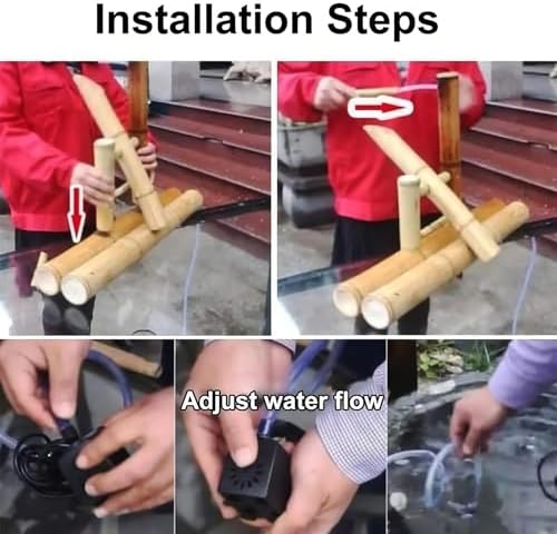 Bamboo Water Fountain with Adjustable Pump - Outdoor Garden Decor, DIY Rockery Feature for Yard, Backyard, Lawn & Patio, Tranquil Water Garden Enhancer