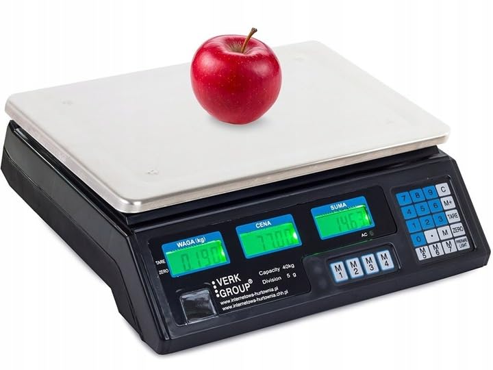 Girox - Elektronische Ladenwaage 40 kg - Preisrechner Waage LCD doppelte Anzeige für Kunde und Bediener - Akku und 230V Netzbetrieb - Tara Speicher 7 PLU - 33 x 23 cm Wiegefläche