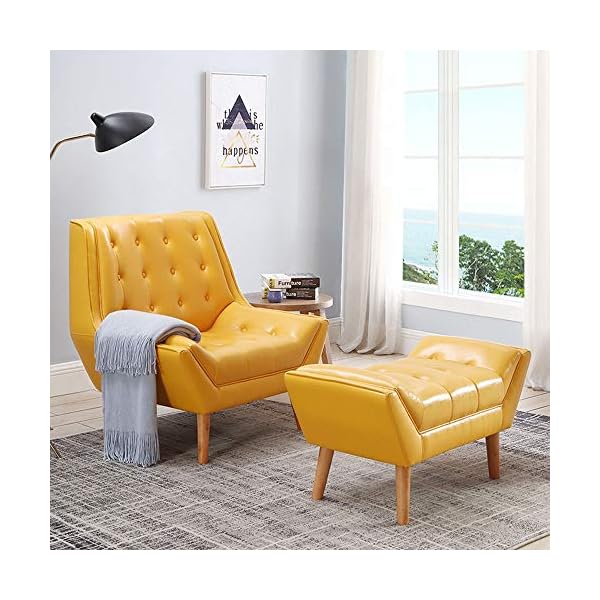 BESTSOON Sofa Chair Classic Leather Armchair With Foot Stool Ottoman For Living Room,Bedroom,Club,Office Multi-color Optional Living Room Bedroom Study Balcony Armchair - Image 3