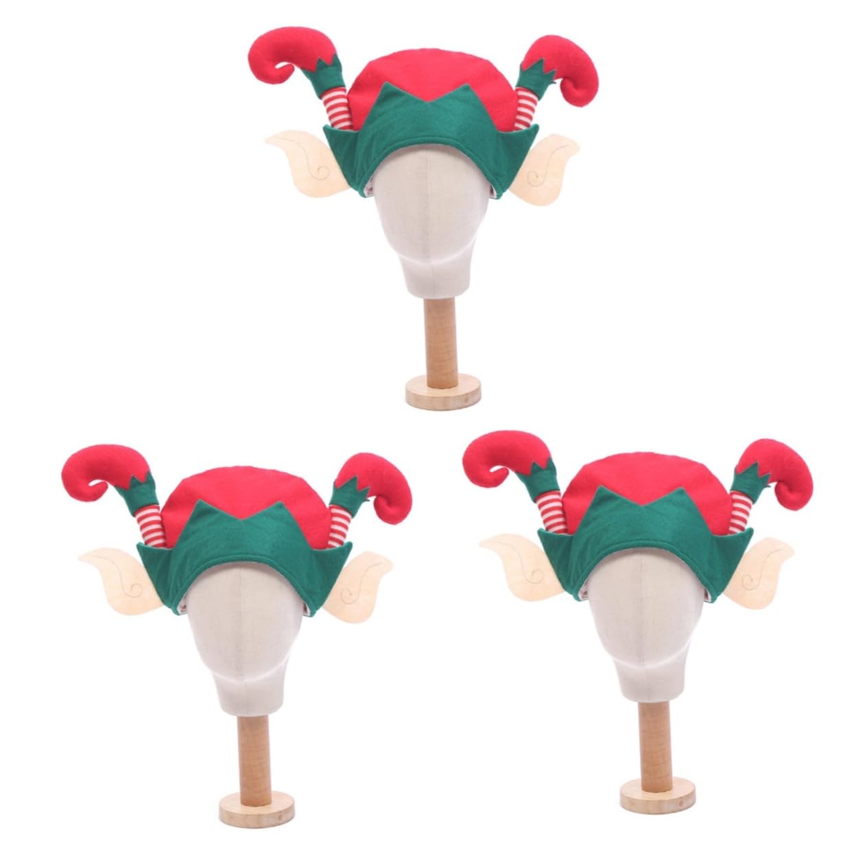 Amosfun 3st Nikolausmütze Weihnachtsmütze Zubehör Elfenmütze Mit Ohren Weihnachtskostüm Hut Dekorativer Weihnachtshut Elfenmützen Für Erwachsene Clown-hut Dekorativer Hut Cosplay Ältere
