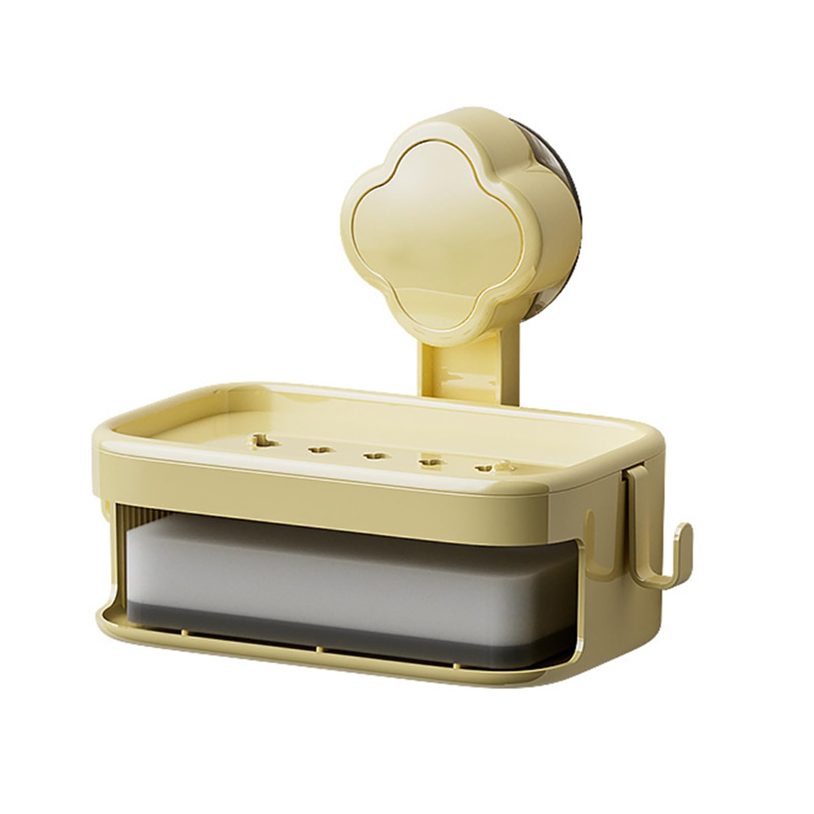 Jazuaiao Yellow Soap For Shower Bathroom Soap Holder Layer Wall Mount Savers Container With Draining Tray Case Suction Cup Holder