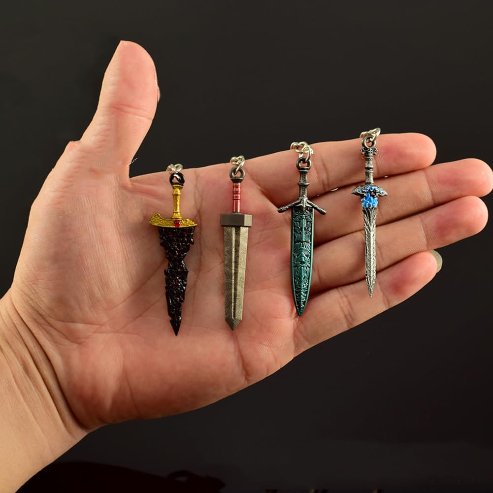 Espada en Miniatura, Mini Llavero de 4 Espadas Black Blade Elden Maliketh, 2