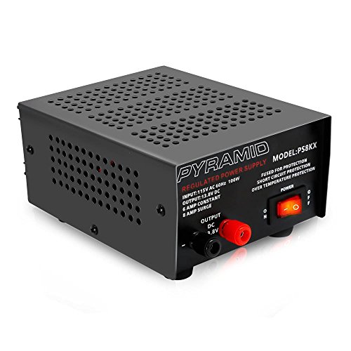 Pyramid Universal Compact Bench Power Supply - 6 Amp Linear Regulated Home Lab Benchtop AC-to-DC 12V Converter w/ 13.8 Volt DC 115V AC 100 Watt Power Input, Screw Type Terminals - Pyramid PS8KX by Pyramid - Used condition - US$32.94