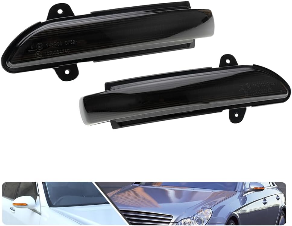 2PCS Amber Sequential LED Side Mirror Marker Light for Mer'cedes S E CL CLS Class Benz W221 W216 C216 Pre-facelift W211 S211 Facelift W219 C219 Dynamic Blinkers Turn Signal Lights Indicator Smoked