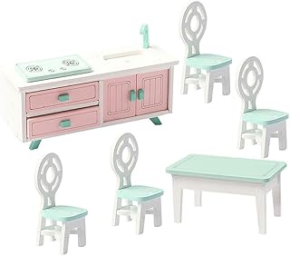 NUSITOU 1 Conjunto Casa De Boneca Restaurante Móveis De Criança Móveis De Madeira Brinquedos Infantis Para Meninas Mini Casa Mesa De Madeira Pequenas Cadeiras De Madeira Modelo De Armário