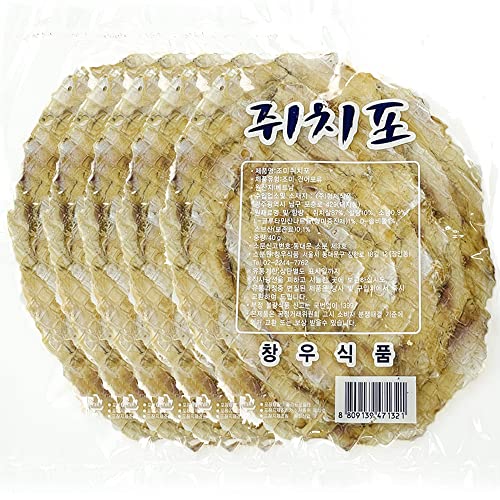 Fish Jerky Korean Dried Filefish Jerky Korean Snack Side dish with beer,Big Large Size Individual Package 1.4 Oz X 5 Pack- Sweet salty flavor Korean food Cultrue trial ì¥í¬ ì¥ì¹˜í¬ Jwipo Chewy Sweet Salty Premium Seafood Snack
