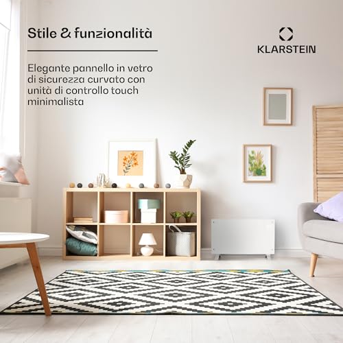 Klarstein Stufa Elettrica Basso Consumo, 2000W, Termoconvettore a Parete con Termostato, Termosifone Calorifero Riscaldamento Portatile - 3