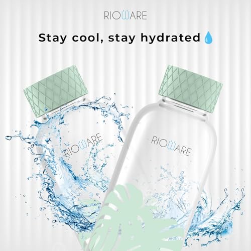 Image of Rioware Purifa Pro Borosilicate Glass Water Bottle With Silicon Sleeve (750Ml) | Airtight Lid | Leak Proof | Silicon Cap | Fridge Water Bottles For Home, Office & Gym -Pack Of 01(Green).