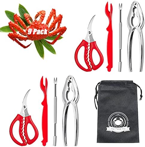 9Pcs Seafood Tools Set Crab Lobster Crackers Stainless Steel Forks Opener Shellfish Lobster Crab Leg Sheller Nut Crackers