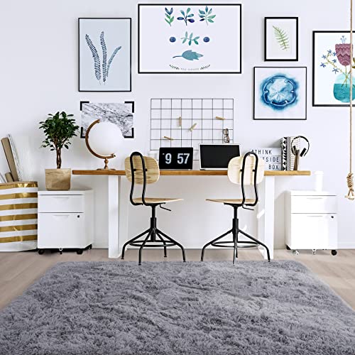 Noahas Fluffy Bedroom Carpet,4X5.3 Feet,Shaggy Fuzzy Grey Soft Rugs For Bedroom,Kids Room,Plush Nursery Rug For Baby,Thick Area Rugs For Living Room,Cute Room Decor For Girls Boys #TOP4
